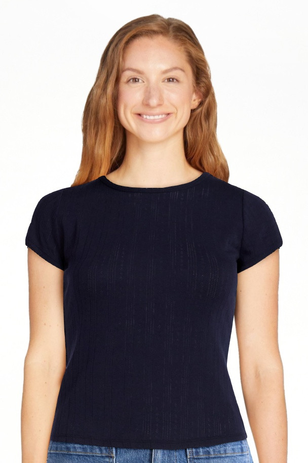 Free Assembly Women's and Women's Plus Pointelle Mini Tee with Short Sleeves, Sizes XS-4X | Walmart (US)