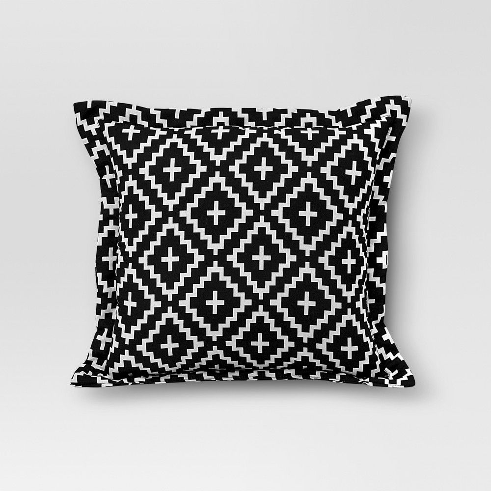Outdoor Deep Seat Pillow Back Cushion Black Crinkle Diamond - Threshold , Black White | Target