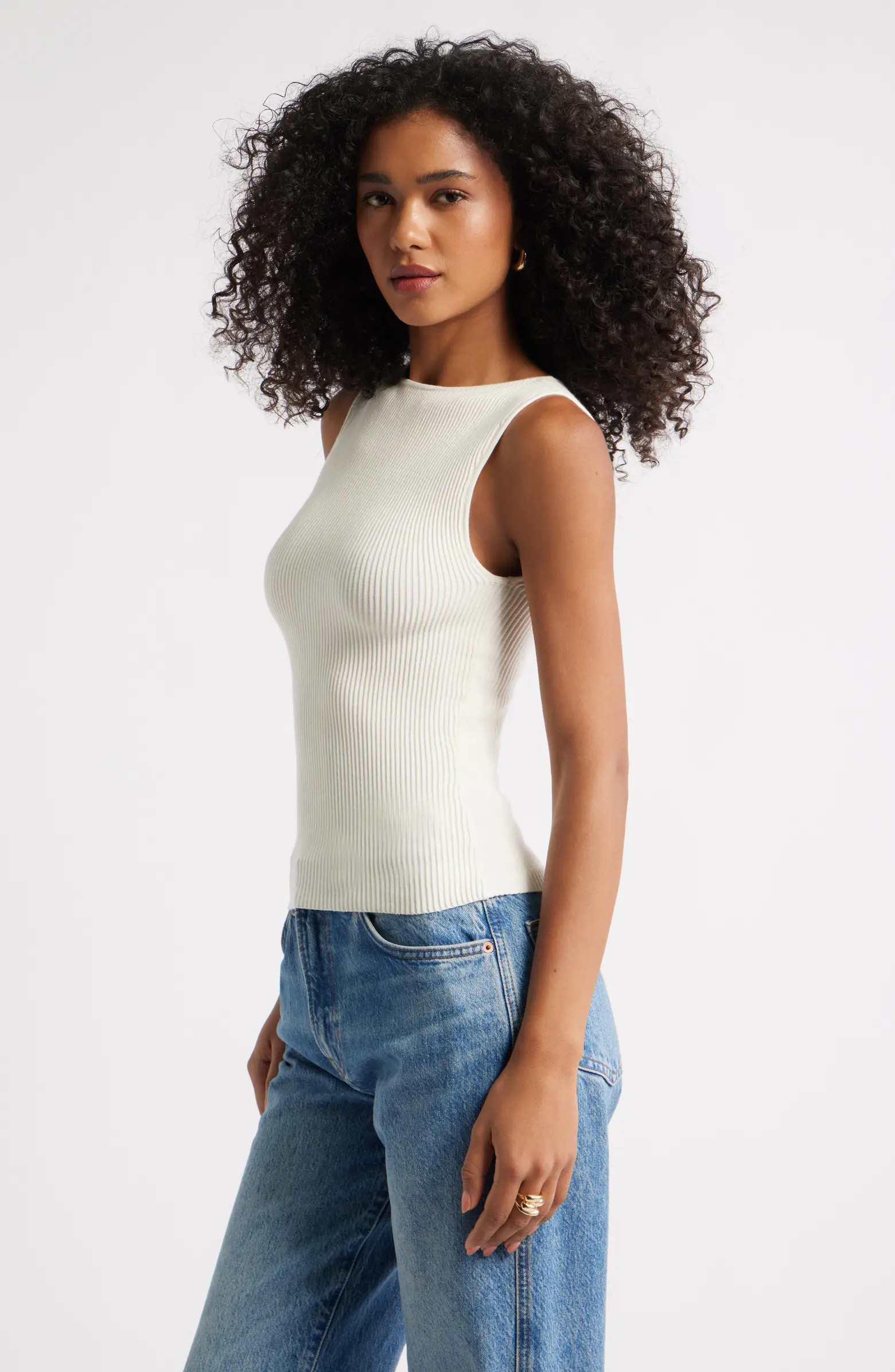 Open Edit Luxe Sculpt Rib Sweater Tank | Nordstrom | Nordstrom