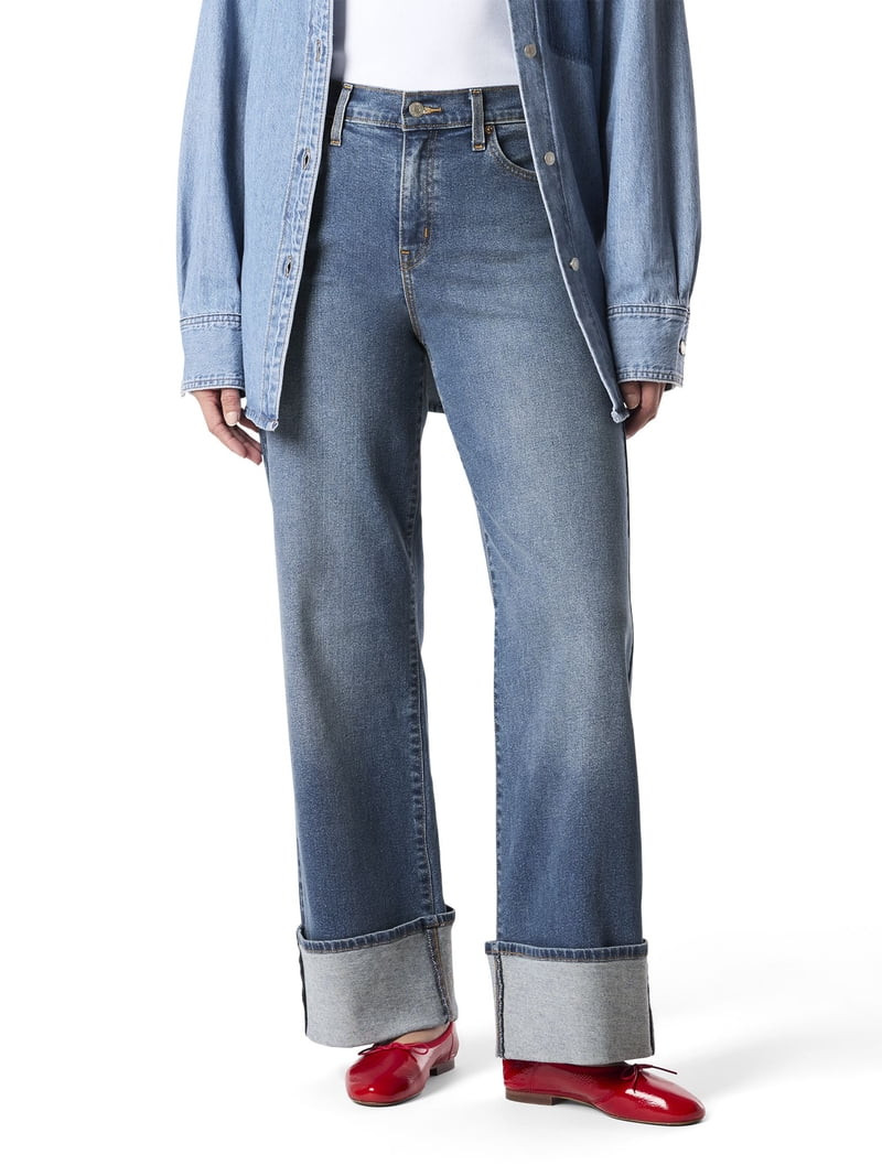 Levi Strauss Signature Women's Vintage Mid Rise Cuffed Stovepipe Jeans | Walmart (US)