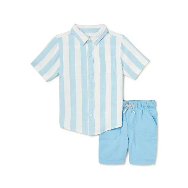 Wonder Nation Baby Boy and Toddler Boy Short Sleeve Shirt and Shorts Outfit Set, 2-Piece, 12M-5T ... | Walmart (US)