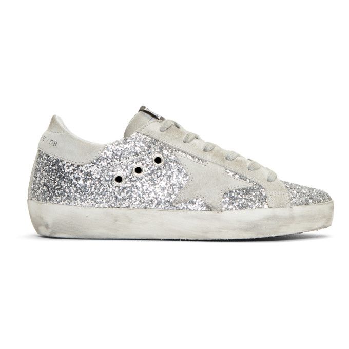 Golden Goose - SSENSE Exclusive Silver Glitter Superstar Sneakers | SSENSE 