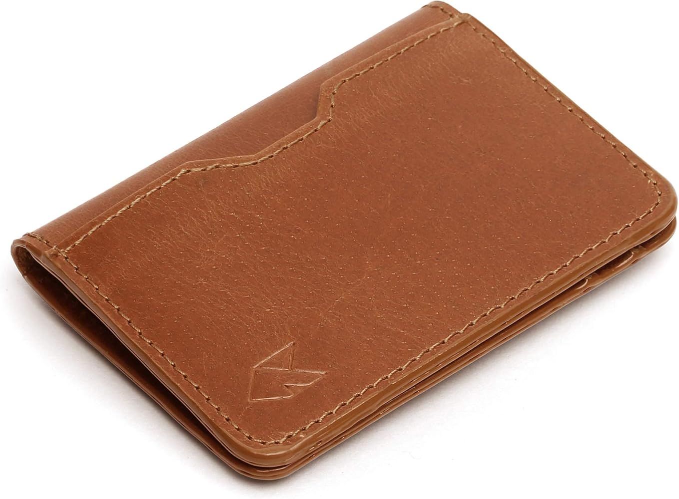 FOXHACKLE Leather Credit Card Holder for Men and Women, Thin Bifold RFID Blocking Wallet, Slim Front | Amazon (US)