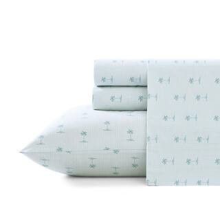 Tommy Bahama Kew Palms 4-Piece Blue Cotton Queen Sheet Set | The Home Depot