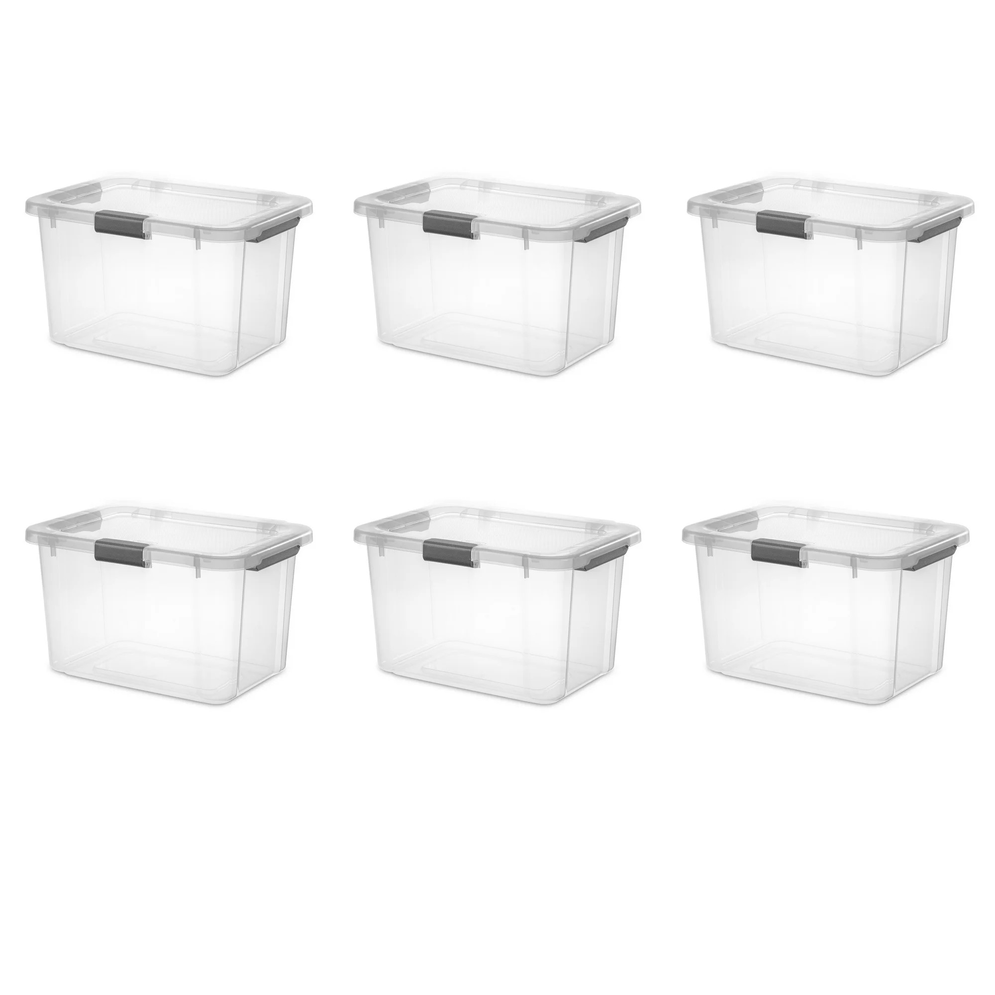 Sterilite Plastic 30 Qt HingeLID Box Flat Gray Set of 6 | Walmart (US)