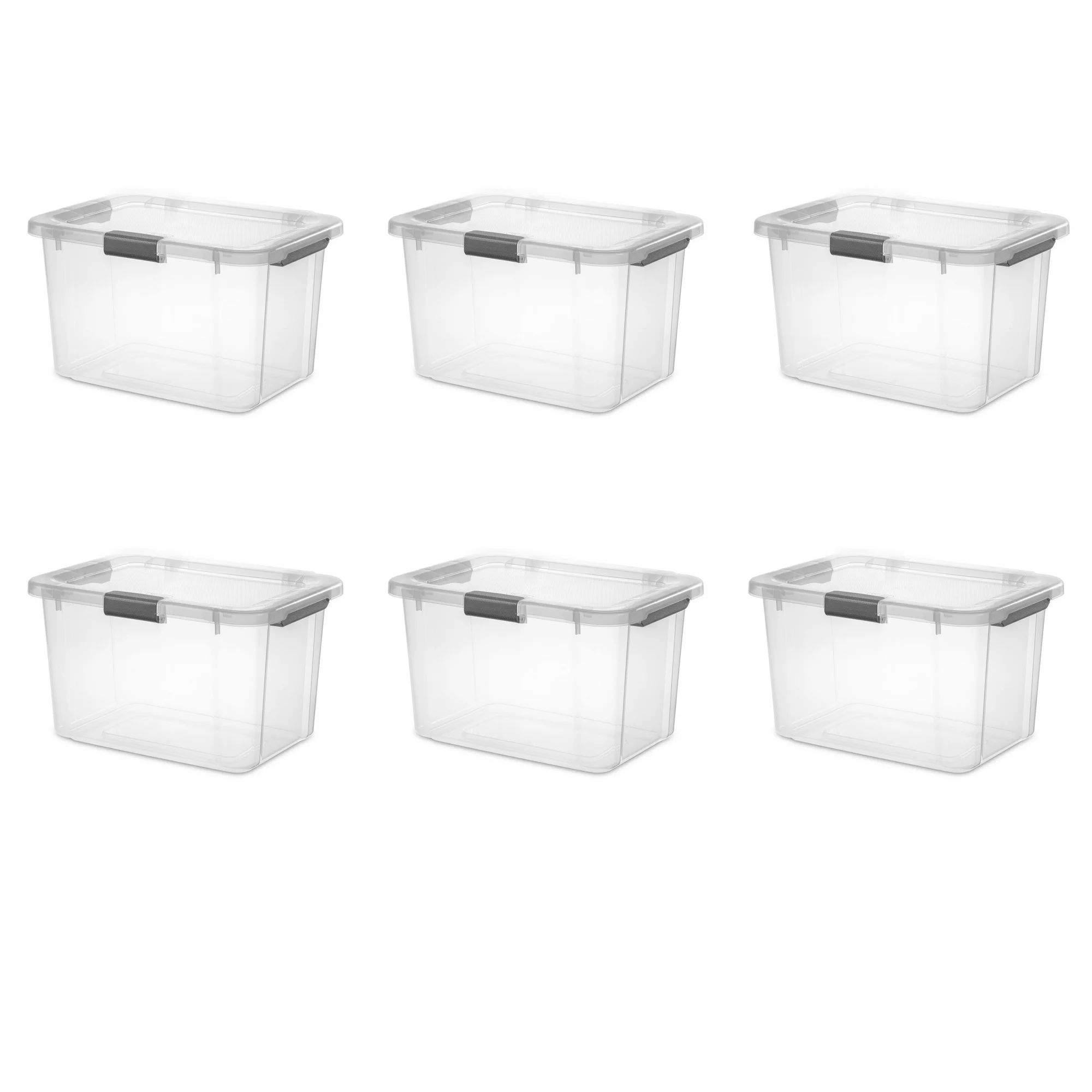 Sterilite Plastic 30 Qt HingeLID Box Flat Gray Set of 6 | Walmart (US)
