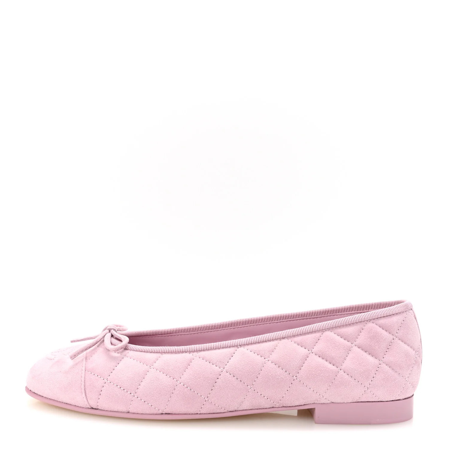 Suede Quilted Cap Toe CC Ballerina Flats 38.5 Light Pink | FASHIONPHILE (US)