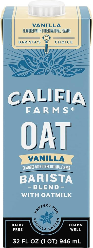 Califia Farms Vanilla Oat Barista Blend Oat Milk, 32 Oz | Non Dairy Milk | Creamer | Vegan | Plan... | Amazon (US)