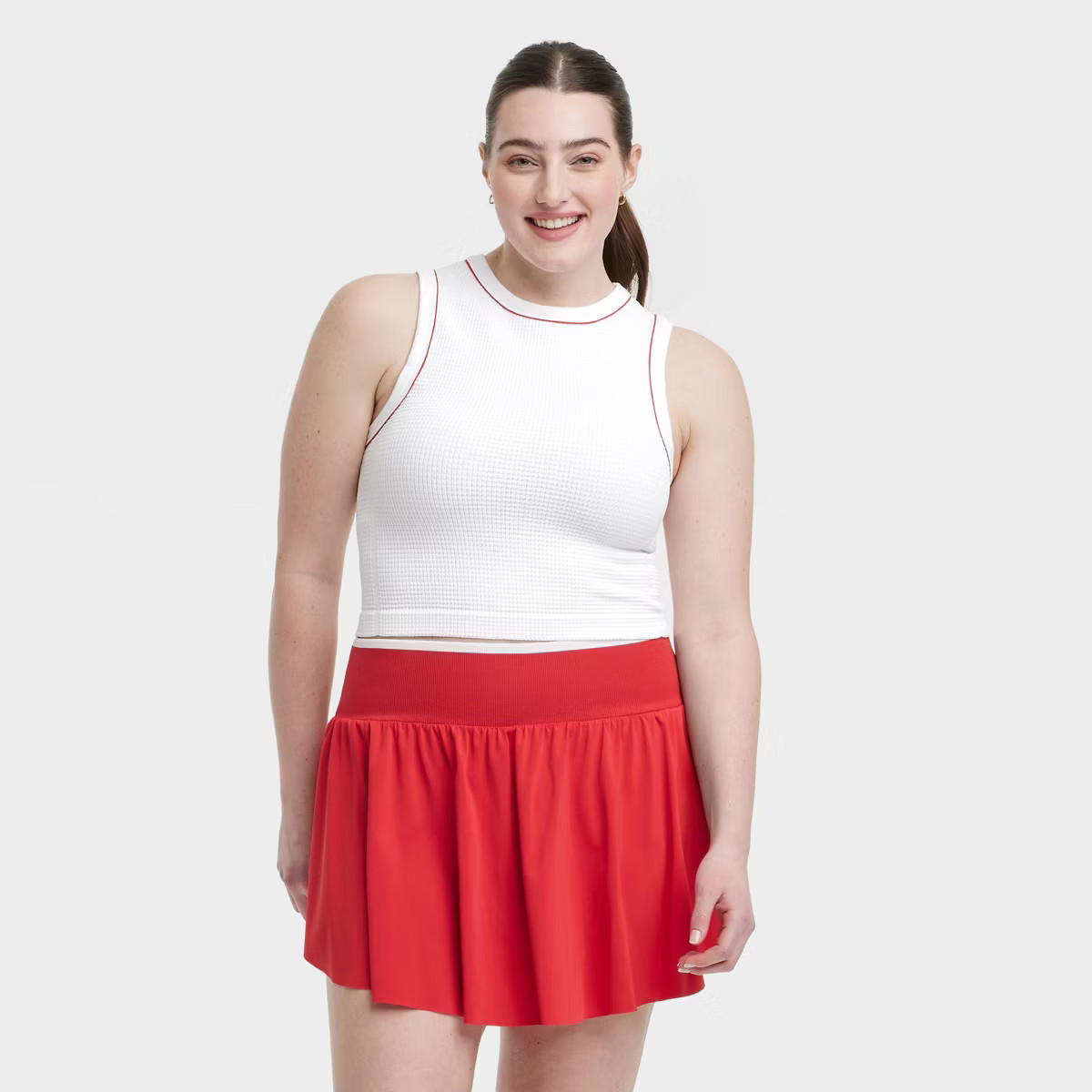 Women's Seamless Piped Muscle Tank Top - All In Motion™ White XXL | Target
