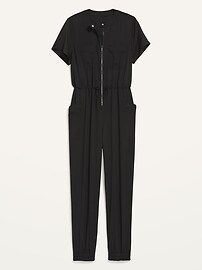 Short-Sleeve StretchTech Collarless Jumpsuit for Women | Old Navy (US)