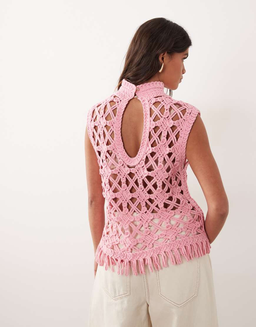ARRANGE crochet knit sleeveless top in pink | ASOS (Global)
