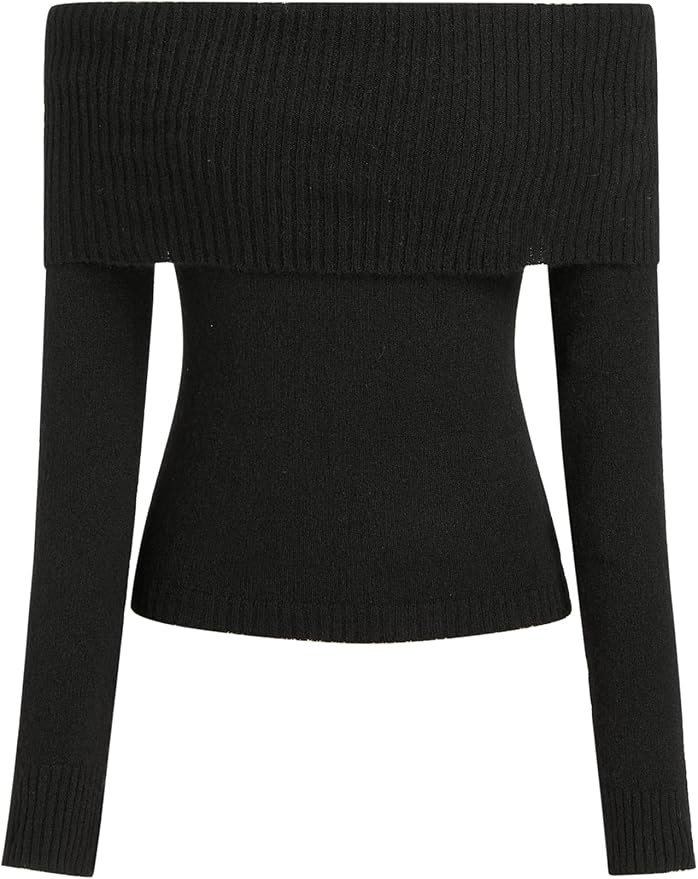 CIDER Women’s Off Shoulder Knitted Long Sleeve Tops Fall Pullover Sweater | Amazon (US)