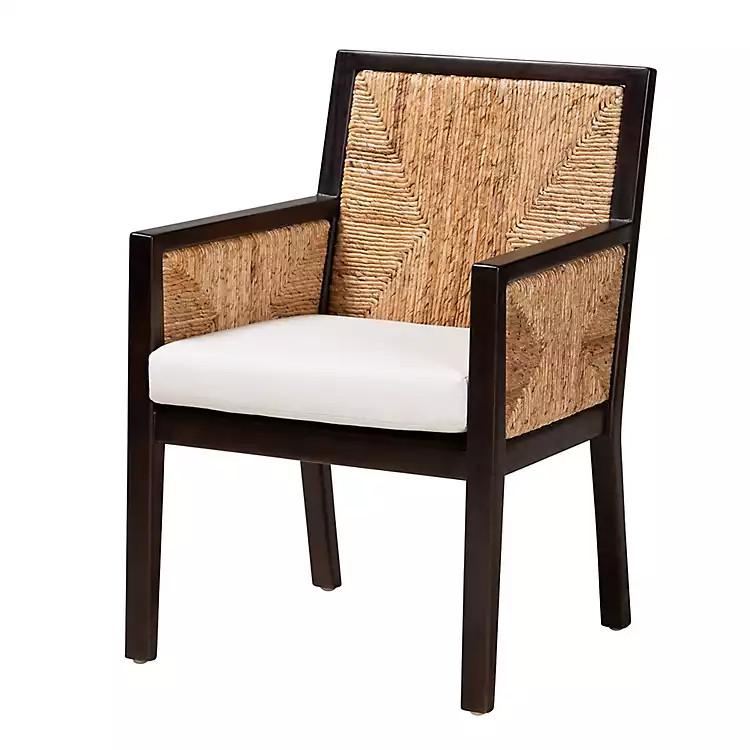 New! Abaca and Mahogany Dining Chair with Arms | Kirkland's Home