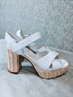 Jeffrey Campbell Amma Platform White Sandal Women's Sz 8 Wicker H&L Cross Strap  | eBay | eBay US