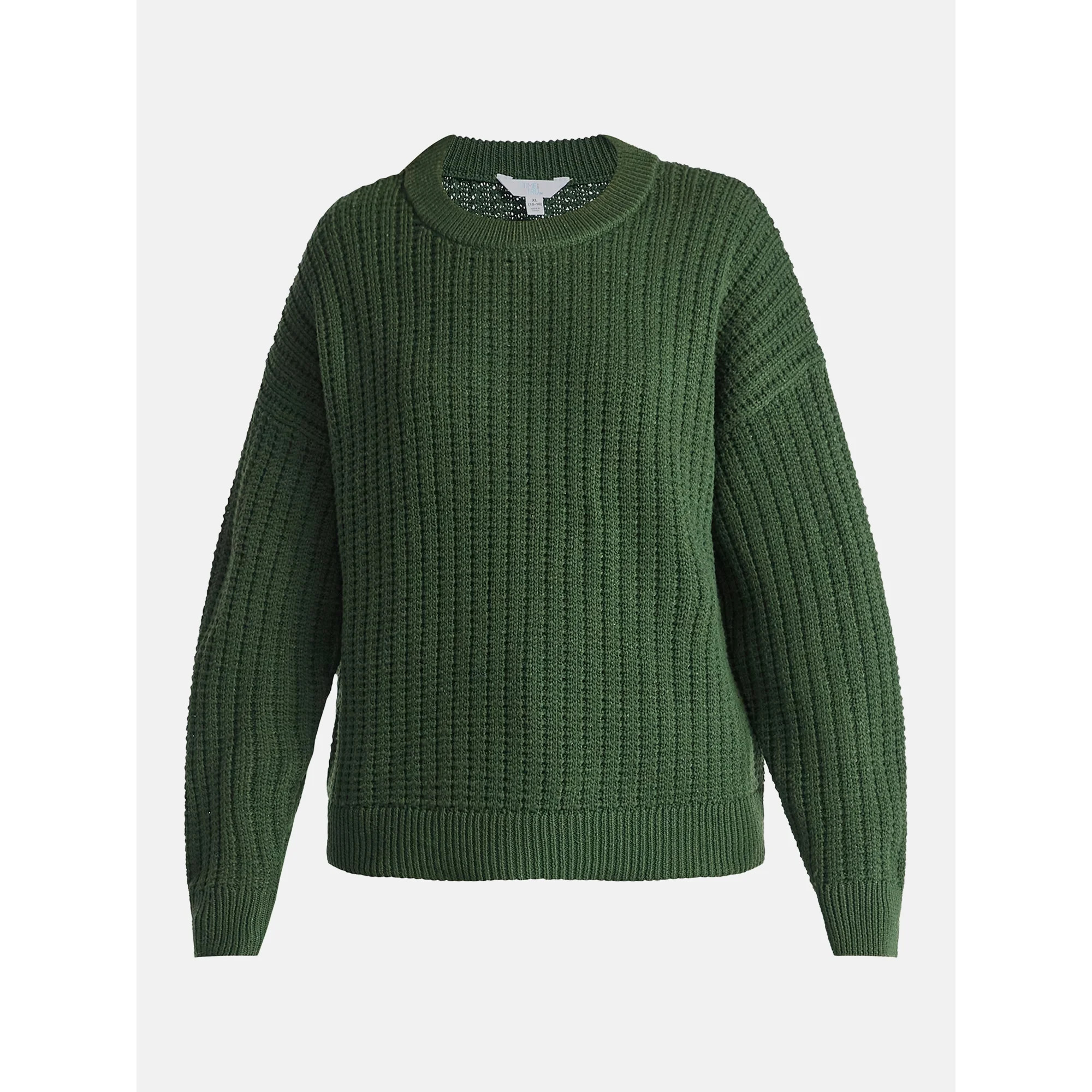 Time and Tru Women's and Women’s Plus Textured Stitch Sweater, Midweight, Sizes XS-4X | Walmart (US)