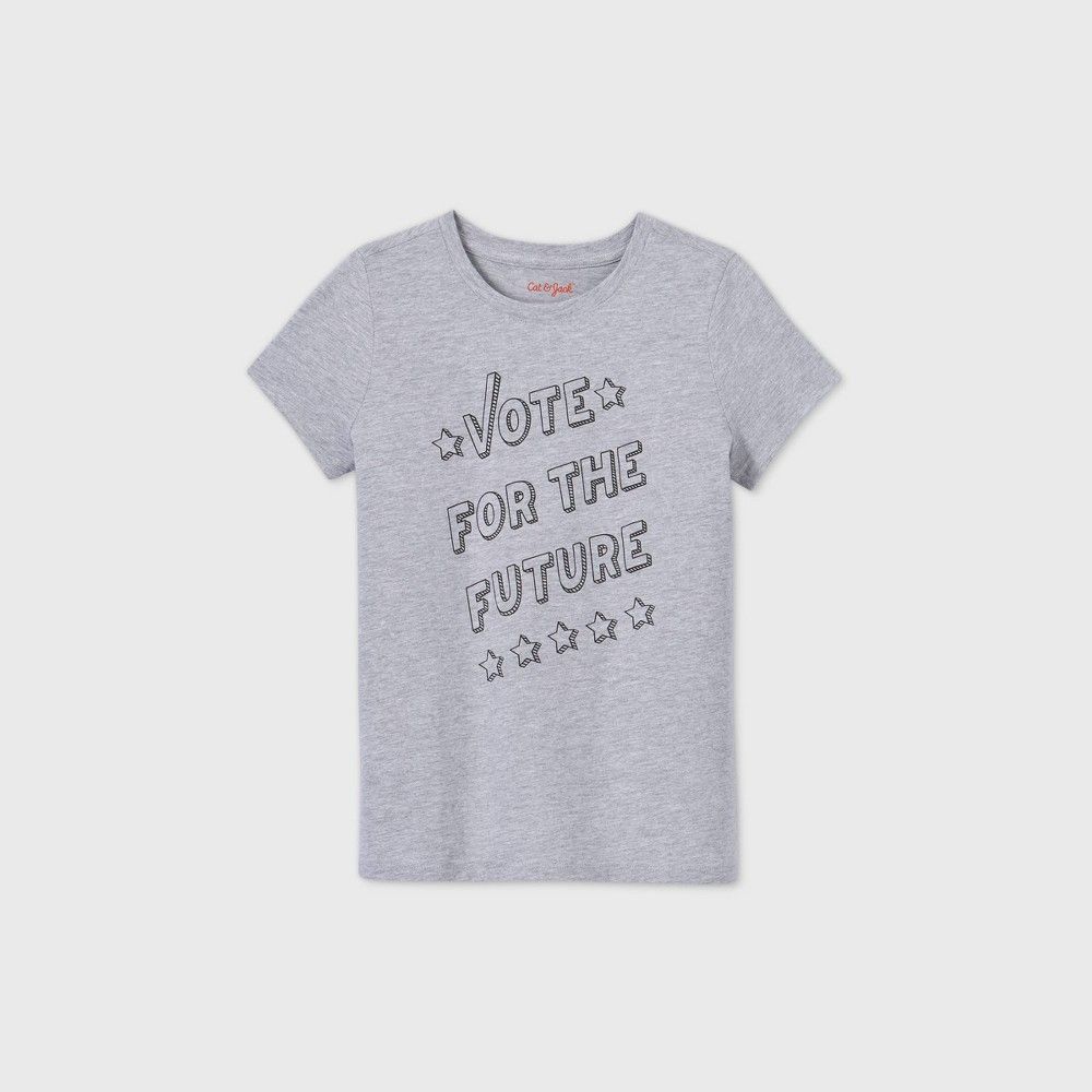 Girls' Short Sleeve 'Vote For The Future' Graphic T-Shirt - Cat & Jack Gray S | Target