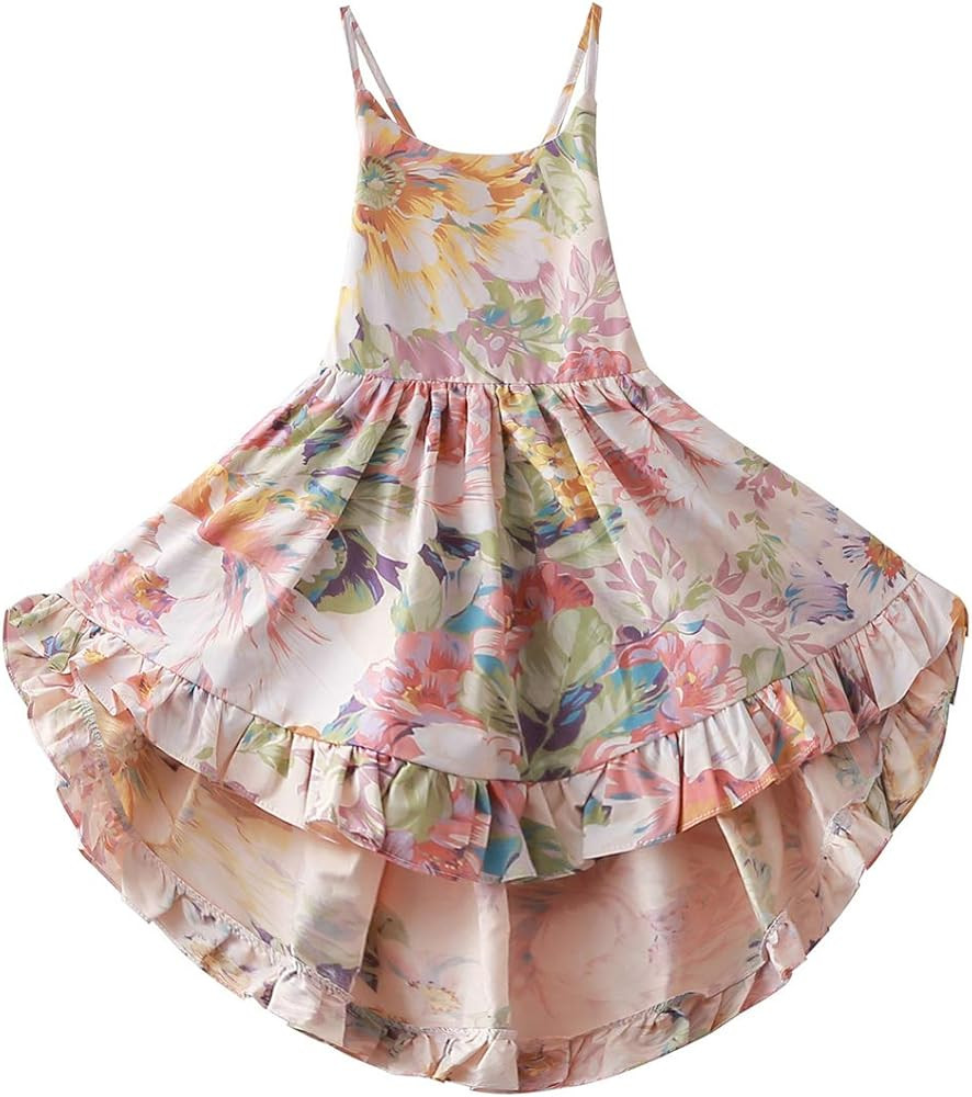 Vintage Floral Girls Dress Summer Casual Cotton Baby Dress | Amazon (US)
