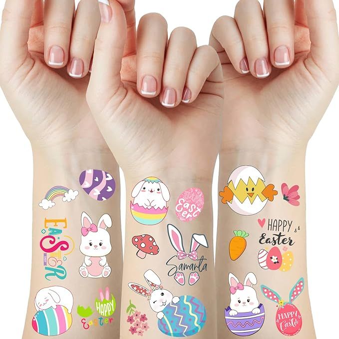 Easter Temporary Tattoos for Kids, Easter Party Supplies, Easter Decorations, 10 Sheets Bunny Egg... | Amazon (US)