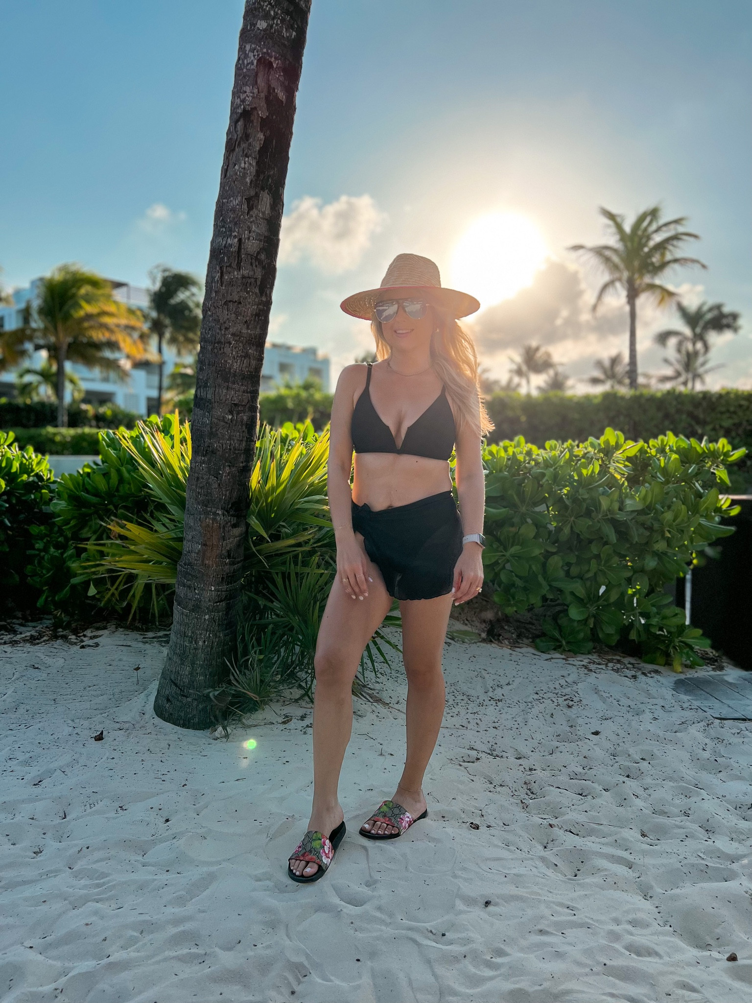 Swimsuit look
Gucci slides 
Quay sunglasses 

#LTKswim #LTKshoecrush #LTKunder100