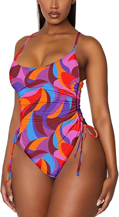 Viottiset Women's Ruched High Cut One Piece Swimsuit Tummy Control Bathing Suit Monokini | Amazon (US)