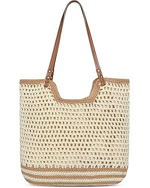 Pleneal Crochet Beach Bag, Summer Woven Tote Bag with Lining, Soft Purse Shoulder Bags for Vacati... | Amazon (US)