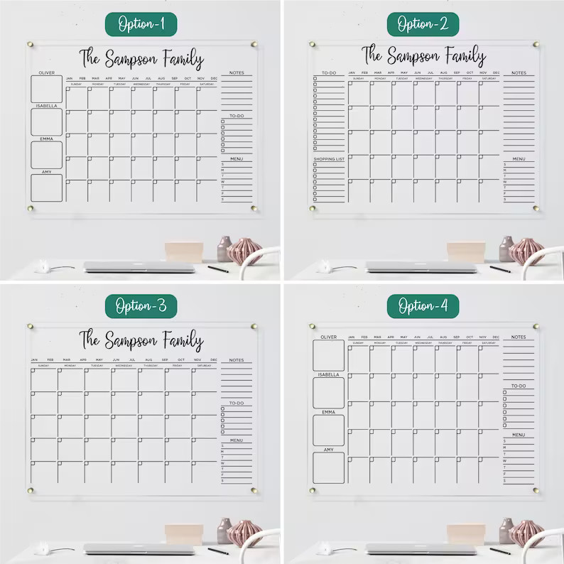 Acrylic Family Planner  Personalized Monthly Calendar  Dry - Etsy | Etsy (US)