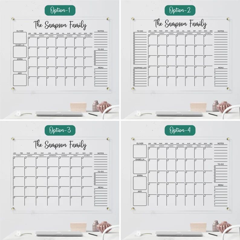 Acrylic Family Planner  Personalized Monthly Calendar  Dry - Etsy | Etsy (US)