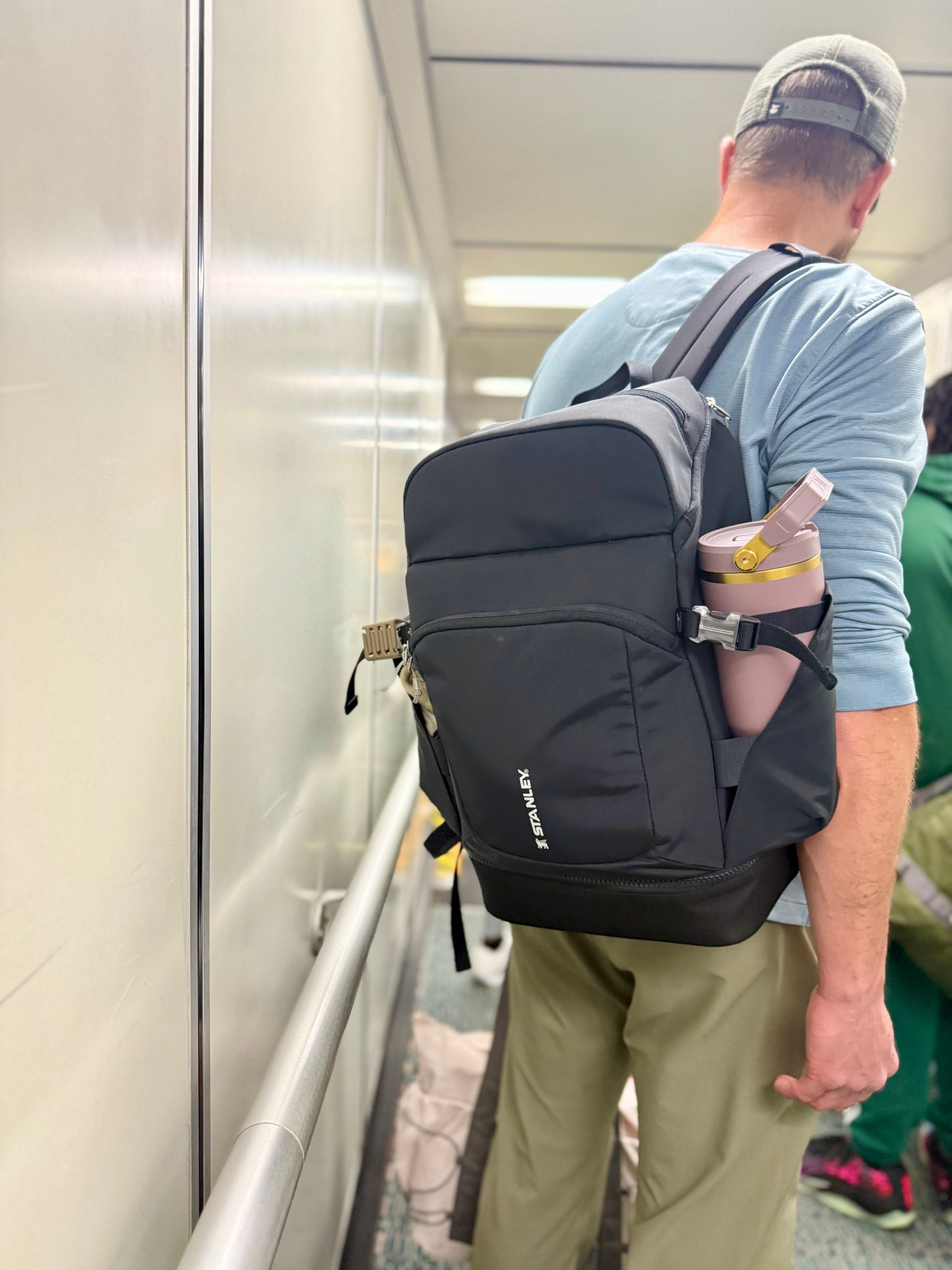 Husband joined us for the second half of the trip and flew home with us — so it was his turn with the new Stanley backpack ✈️

He carried the bag. I wore the baby.
Fair trade 😂

For the flight we packed the top pocket with all the quick-grab essentials — phone charger, portable bank, extra pacifier, a couple small snacks. So easy to access while boarding.

And the side pocket? Finally deep enough for a Stanley. It actually holds it securely and doesn’t tip or fall out like some of my other bags 🙌🏼

Slides right under the seat, tons of smart storage, and officially husband-approved.

#stanley1913partner @stanley_brand #ad

#LTKmomlife #LTKTravel #LTKMens