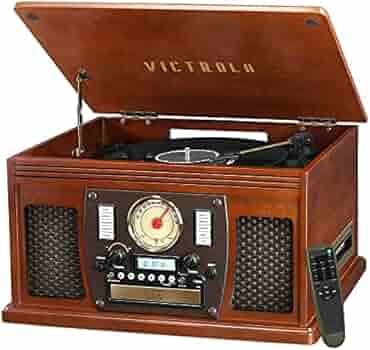 Victrola 8-in-1 Bluetooth Record Player & Multimedia Center, Built-in Stereo Speakers - Turntable... | Amazon (US)