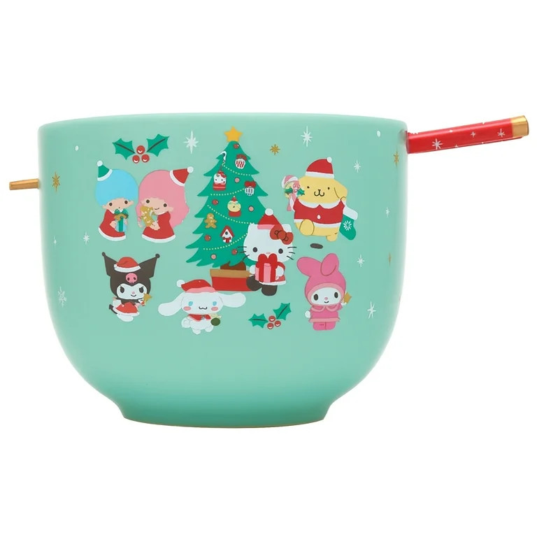 Hello Kitty Holiday Ceramic Ramen Bowl with Chopsticks, 20 oz | Walmart (US)