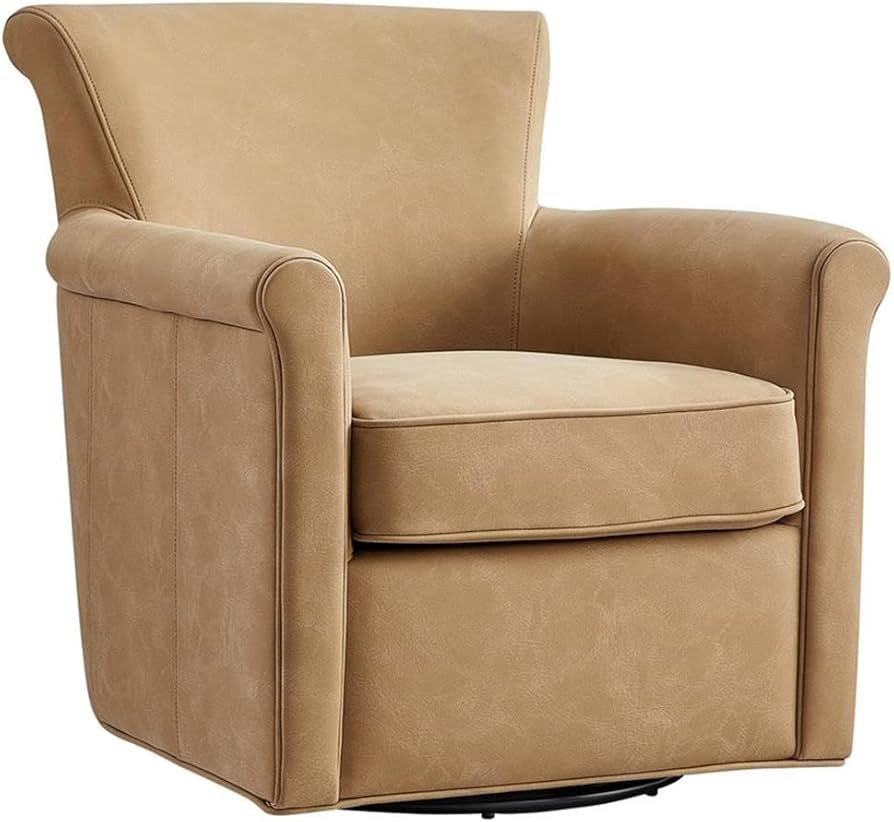 Winton Honey Brown Faux Leather Swivel Accent Chair | Amazon (US)