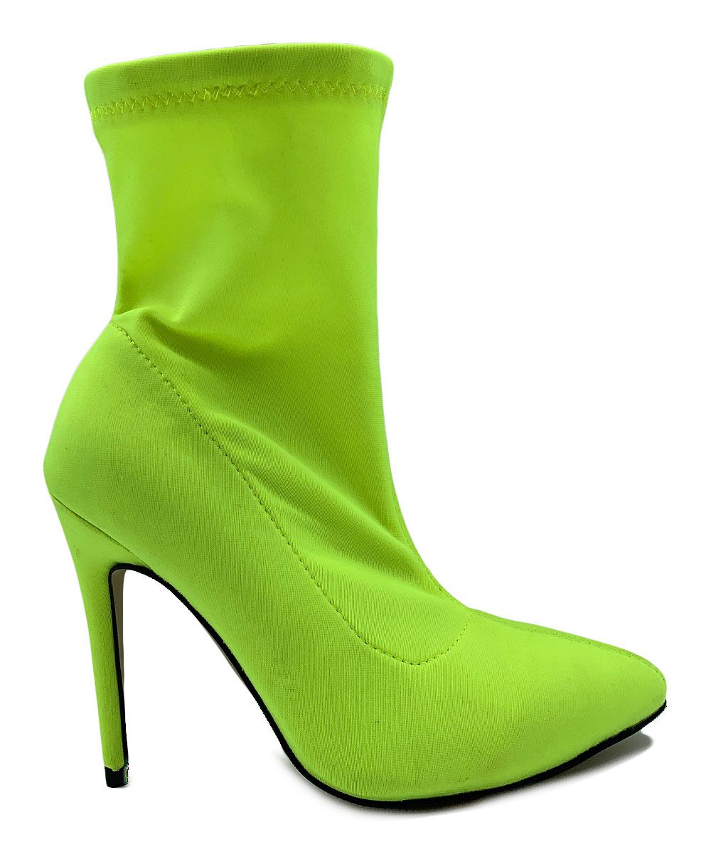 Bamboo Women's Casual boots NEON - Neon Yellow Hibiscus Knit-Shaft Boot - Women | Zulily