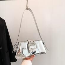 Metallic Baguette Bag Fashionable Buckle PU | SHEIN
