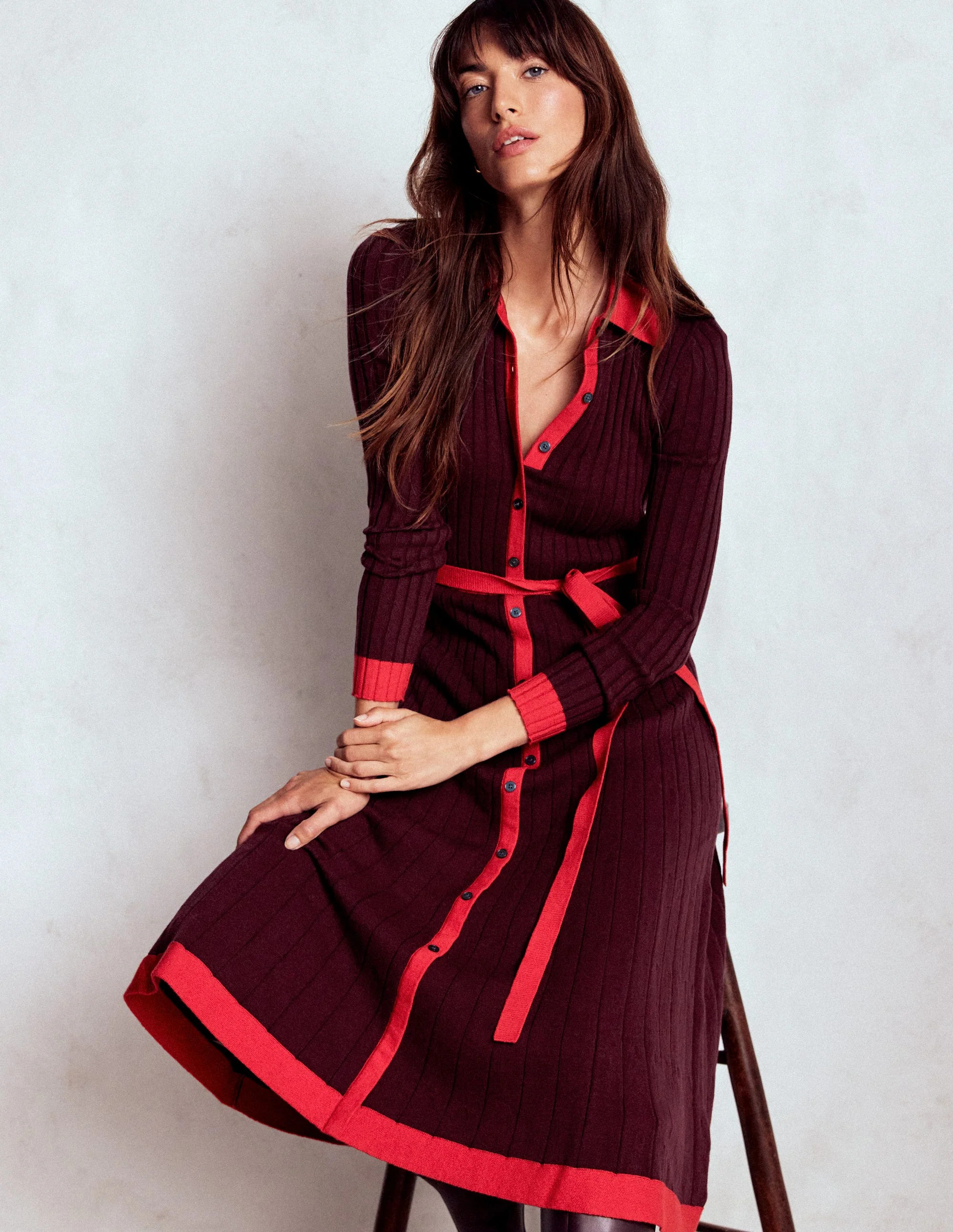 Rachel Knitted Shirt Dress-Deep Wisteria | Boden (US)