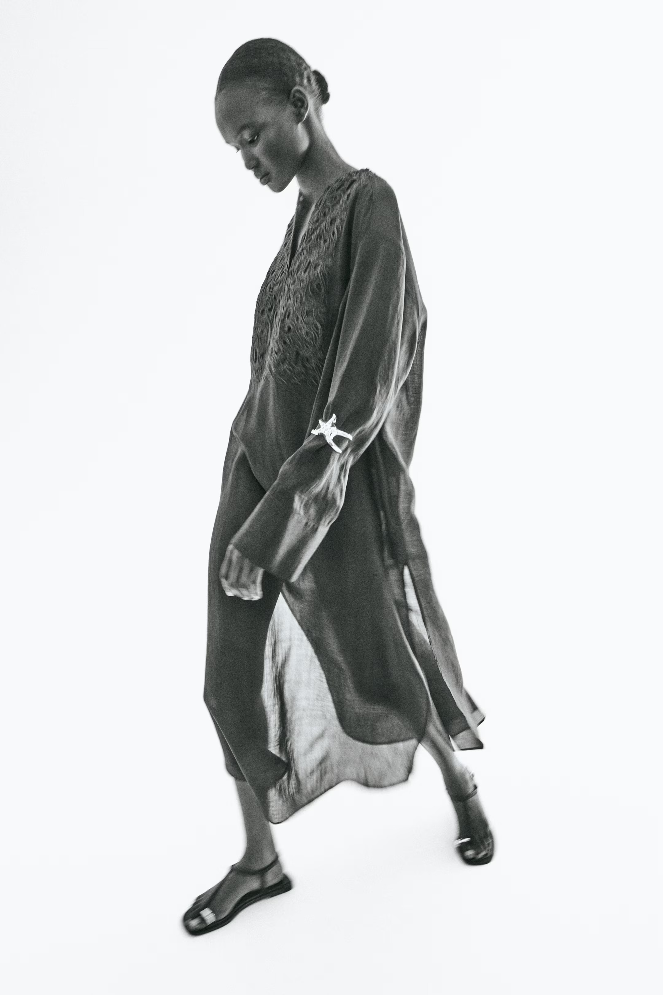 Ramie kaftan dress - Dark brown - Ladies | H&M GB | H&M (UK, MY, IN, SG, PH, TW, HK)