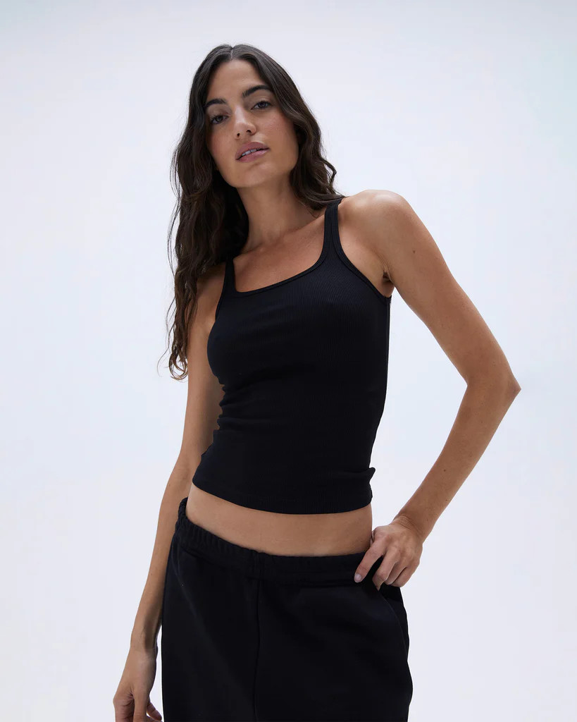 Square Neck Tank Top - Black | Adanola UK