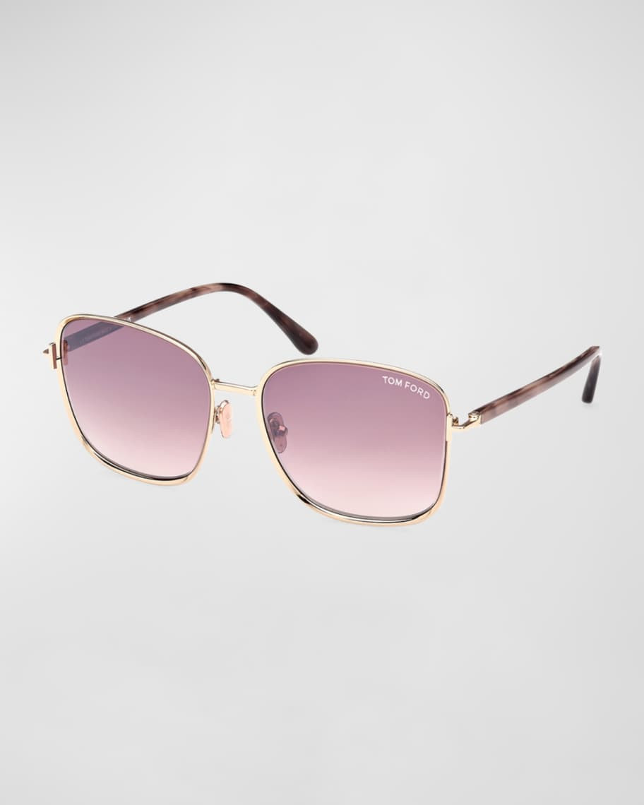 TOM FORD Fern Square Mixed-Media Sunglasses | Neiman Marcus