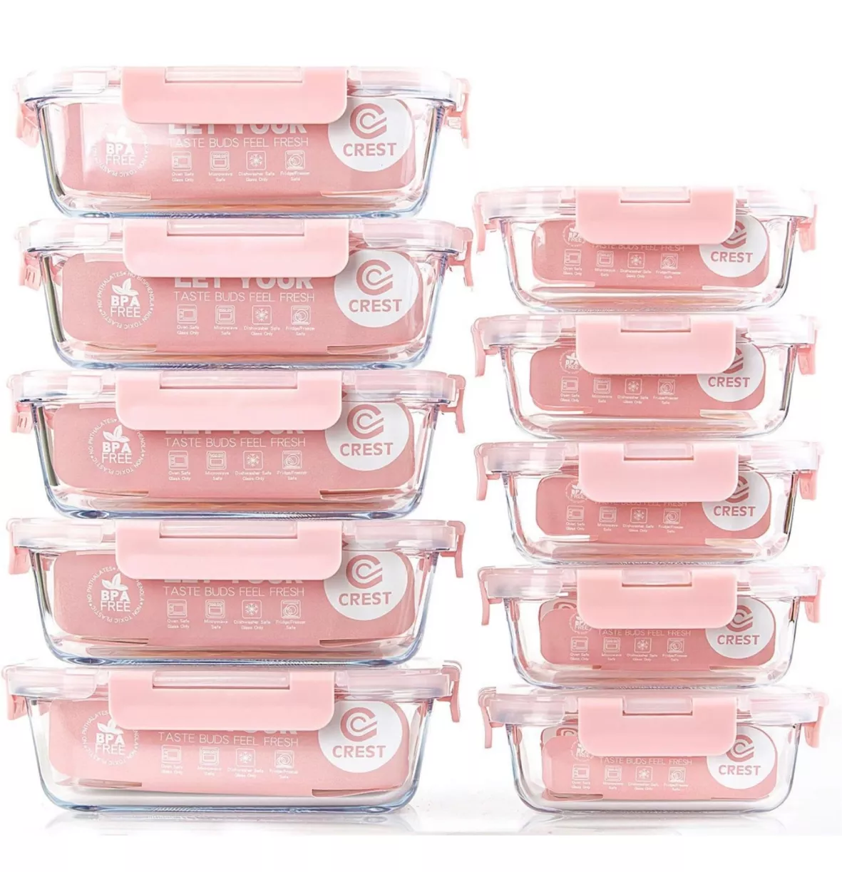 KOMUEE 30 Pieces Glass Food Storage Containers Set and 10 Packs 30 oz Glass  Meal Prep Containers with Lids, Airtight and BPA-Free