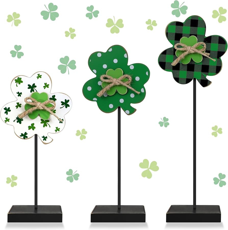 St. Patrick's Day Decorations Wooden Shamrock Sign, Rustic Farmhouse St Patricks Day Table Decora... | Amazon (US)