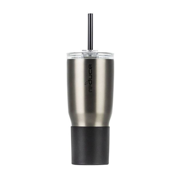 Reduce 24oz Cold1 Insulated Stainless Steel Straw Tumbler with Silicone Grip - Charcoal | Target