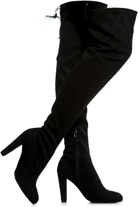 Women's Over The Knee Boots - Sexy Drawstring Stretchy Pull on - Comfortable Block Heel | Amazon (US)