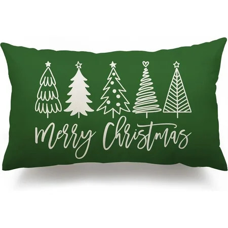 Christmas Pillow Covers 12x20 Inch Christmas Tree Merry Christmas Decorative Green Throw Pillows Winter Christmas Decor for Home Couch | Walmart (US)