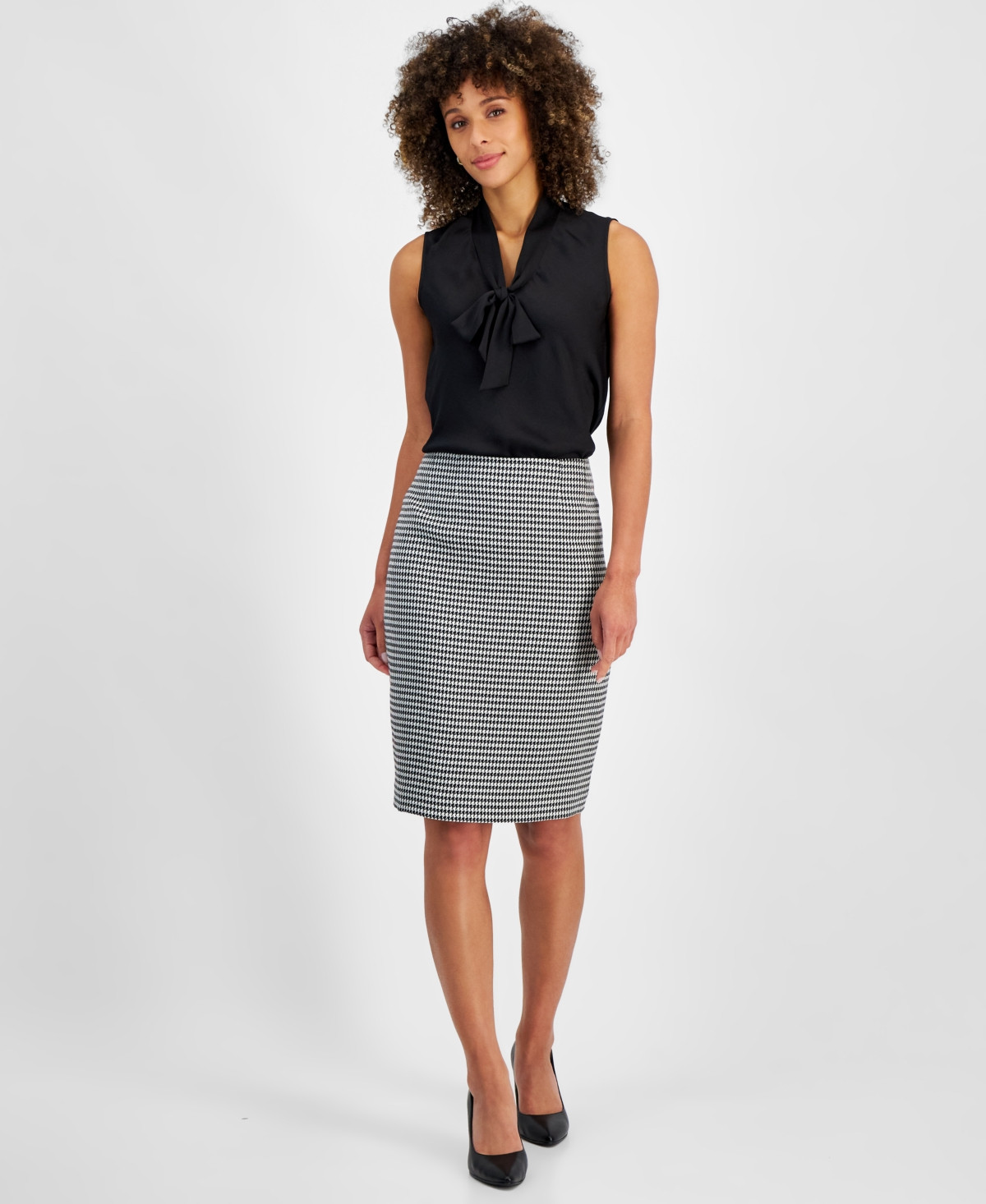 Kasper Women's Houndstooth Pencil Skirt - Black/White | Macy's