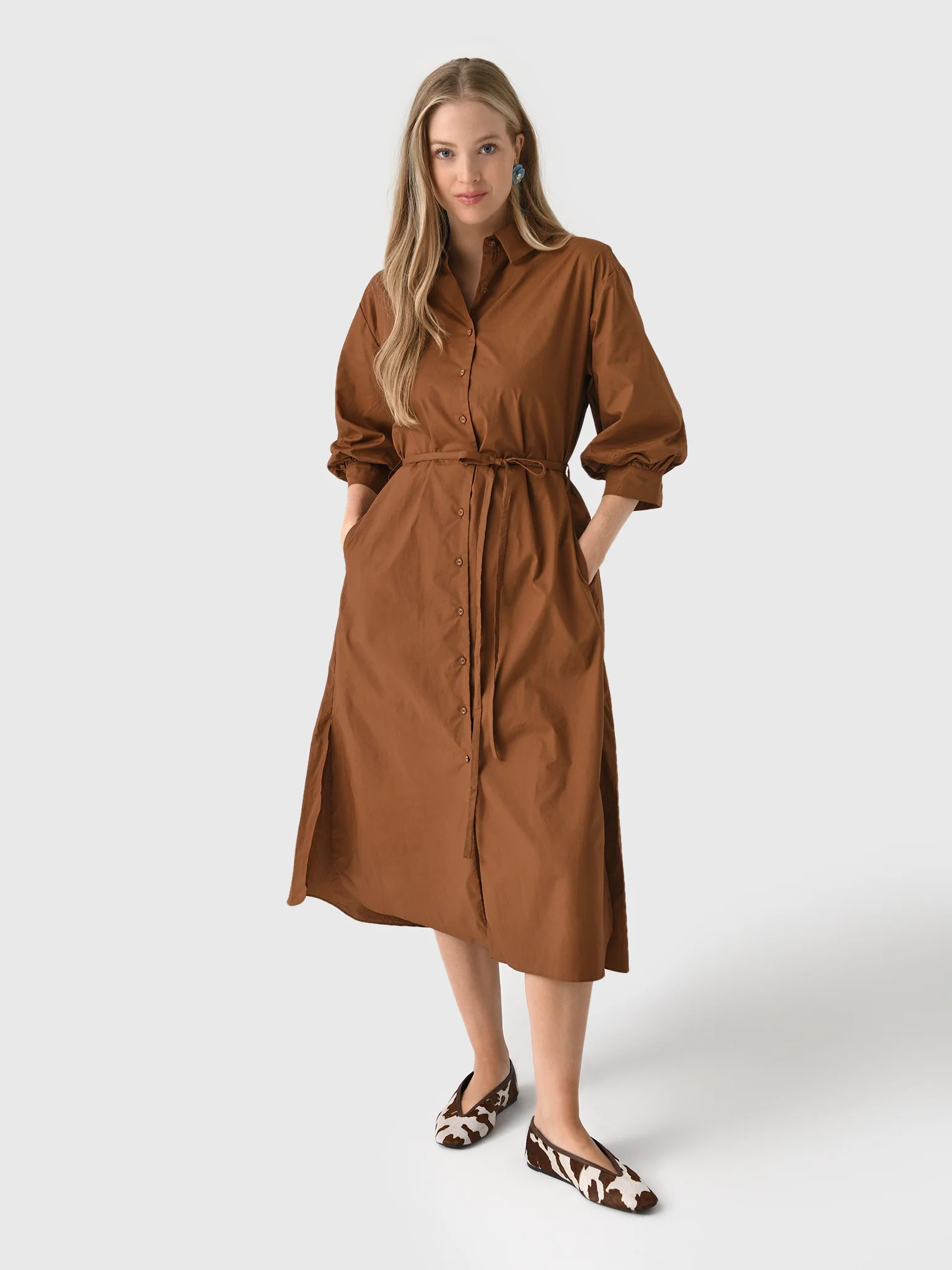 ECHE
                      
                     Women's Flared Shirt Midi Dress | Saint Bernard