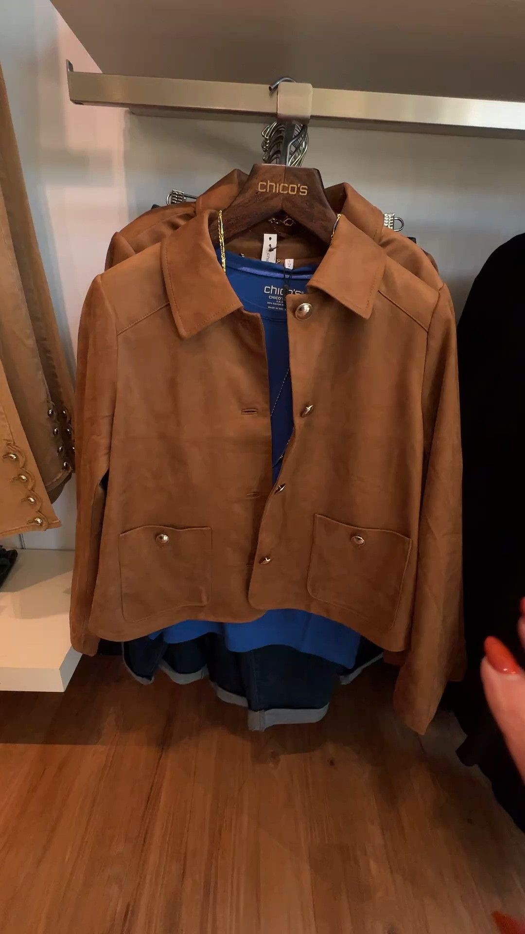 You'll love this perfect suede jacket. Soft-stretch suede, glamorous golden buttons, a smocked back yoke, and charmeuse inner lining for a satiny smooth luxurious feel help define this Suede Cropped Jacket. Features two front pockets with a button closure and a full button-front placket.
Over 40 fashion
Sizes SM-XXL
I wear a size 0 in Chico’s unique sizing 

#LTKOver40 #LTKSaleAlert #LTKWorkwear