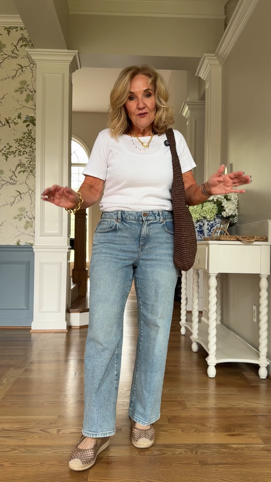 Jeans size 8 petite
White tee size medium this is great especially to wear untucked too
Super comfy espadrilles tts 
Oversized statement bag linked too! 

#LTKSaleAlert #LTKPetite #LTKOver40