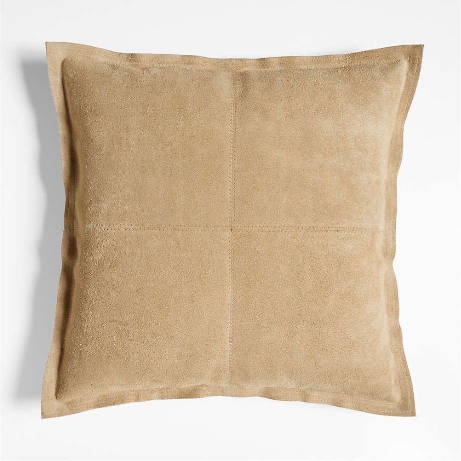 Hyde Pieced Suede 23"x23" Brown Throw Pillow Cover + Reviews | Crate & Barrel | Crate & Barrel