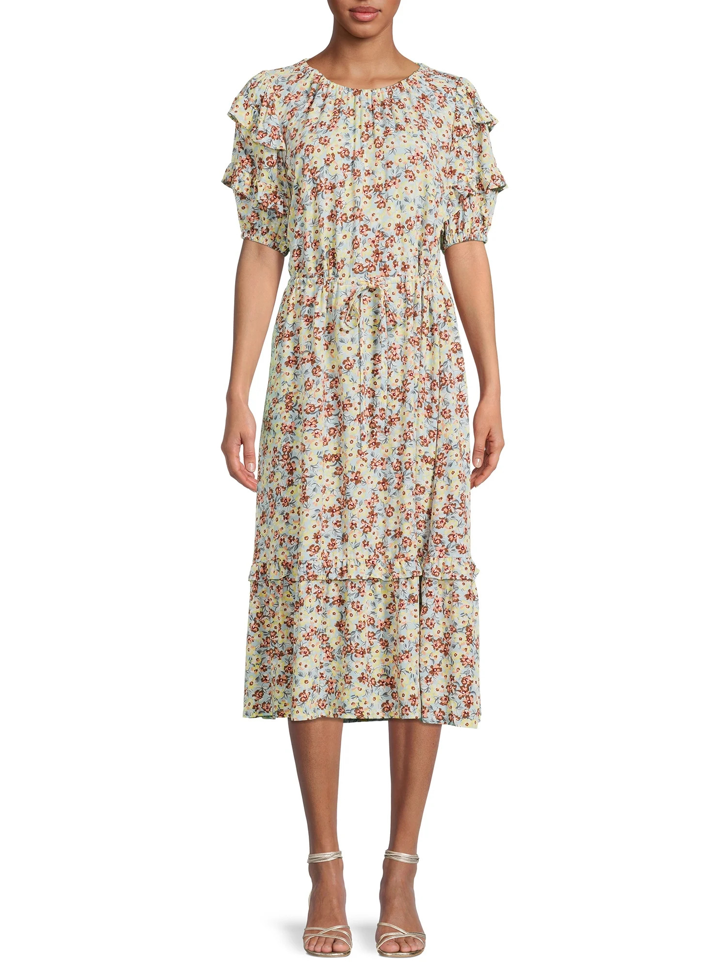 The Get Women's Tiered Ruffle Prairie Midi Dress - Walmart.com | Walmart (US)