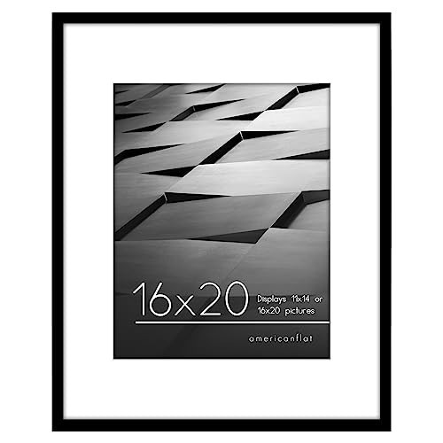 Americanflat 16x20 Poster Frame with Polished Plexiglass - Use as 11x14 Frame with Mat or 16x20 Frame Without Mat - Streamline Collection - Thin Picture Frame for Wall Display - Black | Amazon (US)