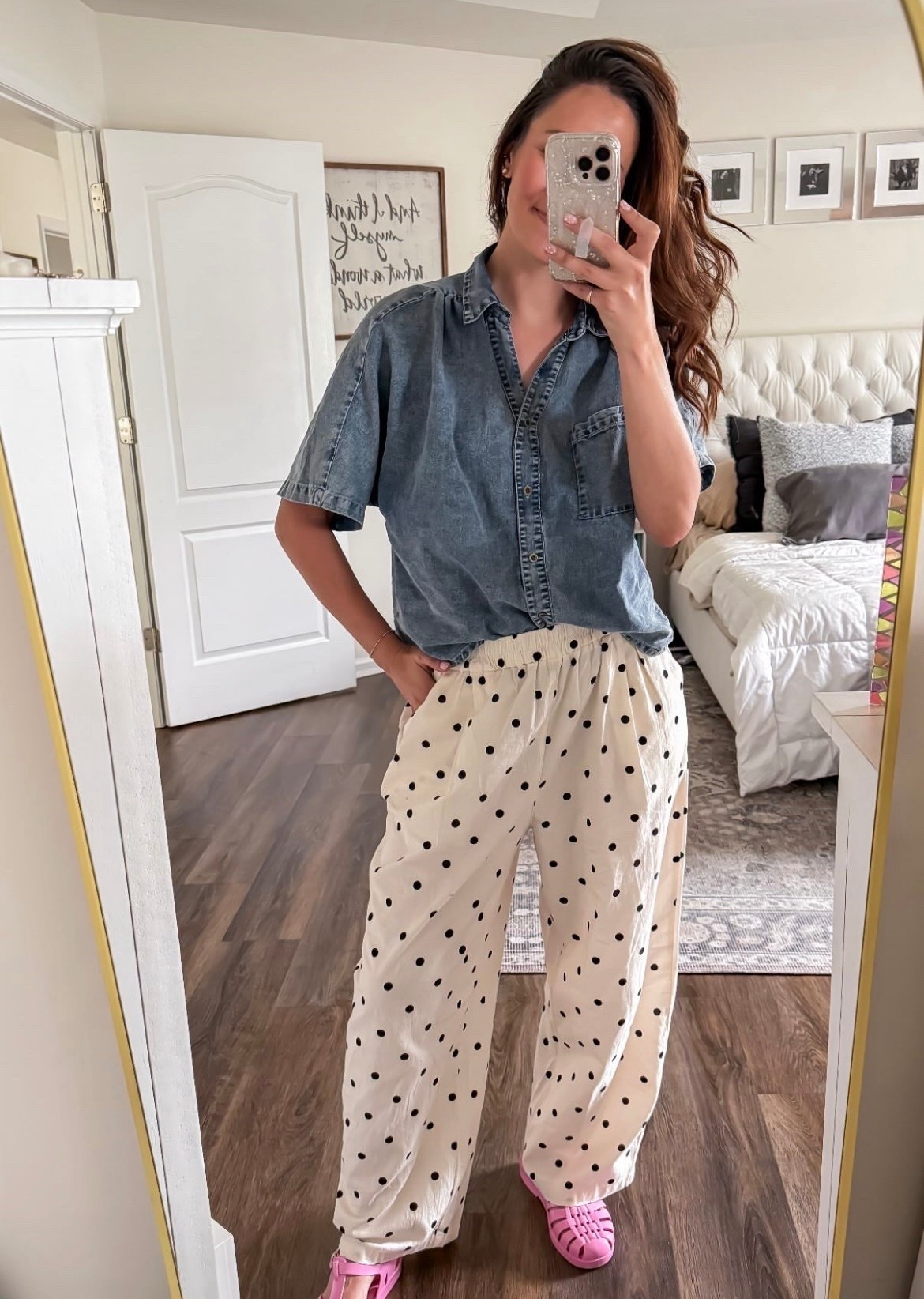 Cute + comfy outfit with wide leg polka dot pants from Amazon

#LTKootd #LTKmomlife #LTKSeasonal